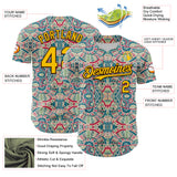 Custom Green Yellow-Brown 3D Pattern Design Burner Costumes Exotic Authentic Baseball Jersey