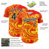 Custom Orange Black Gold-White 3D Pattern Design Rave Party Marble Lava Authentic Baseball Jersey