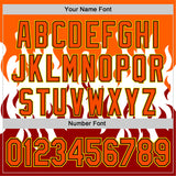 Custom White Orange Red Black-Yellow 3D Pattern Design Rave Party Flame Authentic Baseball Jersey