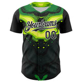 Custom Black Green-White 3D Pattern Design Rave Party Poison Liquid Authentic Baseball Jersey