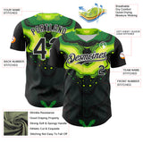 Custom Black Green-White 3D Pattern Design Rave Party Poison Liquid Authentic Baseball Jersey