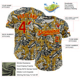 Custom Black Red-Yellow 3D Pattern Design Rave Party Tattoos Disco Authentic Baseball Jersey