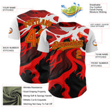 Custom White Orange Black-Yellow 3D Pattern Design Rave Party Flame Lava Authentic Baseball Jersey