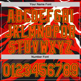 Custom White Orange Black-Yellow 3D Pattern Design Rave Party Flame Lava Authentic Baseball Jersey