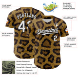 Custom Brown White-Black 3D Pattern Design Rave Party Animal Leopard Print Authentic Baseball Jersey