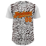 Custom White Orange Black-Yellow 3D Pattern Design Rave Party Animal Zebra Print Authentic Baseball Jersey