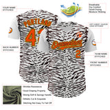 Custom White Orange Black-Yellow 3D Pattern Design Rave Party Animal Zebra Print Authentic Baseball Jersey