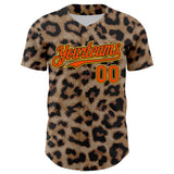 Custom Brown Orange Black-Yellow 3D Pattern Design Rave Party Animal Leopard Print Authentic Baseball Jersey