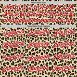 Custom Cream Red-White 3D Pattern Design Rave Party Animal Leopard Print Authentic Baseball Jersey