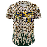 Custom Cream Navy-Gold 3D Pattern Design Rave Party Animal Leopard Print Authentic Baseball Jersey