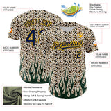 Custom Cream Navy-Gold 3D Pattern Design Rave Party Animal Leopard Print Authentic Baseball Jersey