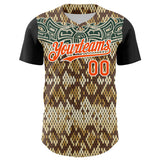 Custom Black Orange-White 3D Pattern Design Rave Party Animal Snake Python Print Authentic Baseball Jersey