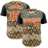 Custom Black Orange-White 3D Pattern Design Rave Party Animal Snake Python Print Authentic Baseball Jersey