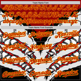 Custom White Red-Yellow 3D Pattern Design Burner Costumes Shark Teeth Authentic Baseball Jersey
