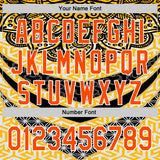 Custom Yellow Orange Black-White 3D Pattern Design Burner Costumes Tribal Authentic Baseball Jersey