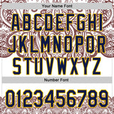Custom White Navy Red-Yellow 3D Pattern Design Burner Costumes Paisley Bandana Authentic Baseball Jersey