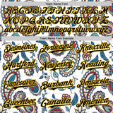Custom White Black-Yellow 3D Pattern Design Burner Costumes Paisley Bandana Authentic Baseball Jersey