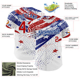 Custom White Red-Royal 3D American Flag America-Inspired Authentic Baseball Jersey