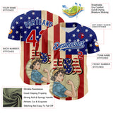 Custom Cream Red Royal-White 3D Retro American Flag Authentic Baseball Jersey
