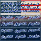 Custom Navy Red Royal-White 3D Gradient Retro American Flag Authentic Baseball Jersey