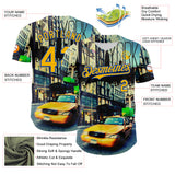 Custom Green Gold-Thunder Blue 3D Pattern Design New York Cityscape Statue Of Liberty Authentic Baseball Jersey