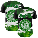 Custom Black Grass Green-White 3D Pattern Design Boston Cityscape Stamp Authentic Baseball Jersey