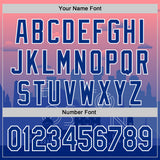 Custom Pink Royal Blue-White 3D Pattern Design Boston Cityscape Sunset Authentic Baseball Jersey