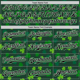 Custom Black White-Grass Green 3D Pattern Design Boston Cityscape Shamrock Authentic St. Patrick's Day Baseball Jersey