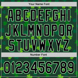 Custom Black White-Grass Green 3D Pattern Design Boston Cityscape Shamrock Authentic St. Patrick's Day Baseball Jersey