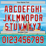 Custom Blue Red-White 3D Pattern Design Philadelphia Cityscape Skyline Authentic Baseball Jersey