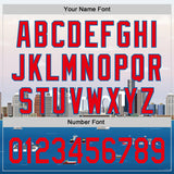 Custom White Fire Red-Blue 3D Pattern Design Detroit Cityscape Skyline Authentic Baseball Jersey