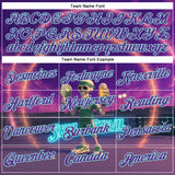 Custom Purple Ice Blue 3D Funny Pickleball Paddles Balls Skeleton Performance T-Shirt