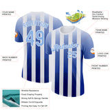 Custom White Light Blue-Black 3D Pattern Design Argentina Gradient Sportswear Performance T-Shirt