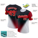 Custom Black Red-White 3D Pattern Design Gradient Sportswear Performance T-Shirt