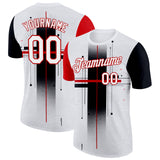 Custom White Black-Red 3D Pattern Design Gradient Cross Sportswear Performance T-Shirt
