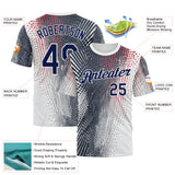 Custom White Navy 3D Pattern Design Gradient Dots Sportswear Performance T-Shirt