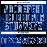 Custom Black Royal-White 3D Pattern Design Abstract Brush Stroke Performance T-Shirt