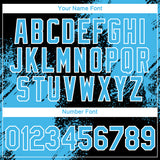 Custom Black Sky Blue-White 3D Pattern Design Abstract Brush Stroke Performance T-Shirt