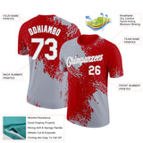 Custom Red White-Gray 3D Pattern Design Abstract Brush Stroke Performance T-Shirt