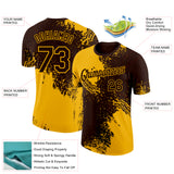 Custom Brown Gold 3D Pattern Design Abstract Brush Stroke Performance T-Shirt
