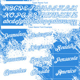 Custom White Powder Blue 3D Pattern Design Abstract Brush Stroke Performance T-Shirt