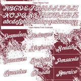 Custom White Burgundy 3D Pattern Design Abstract Brush Stroke Performance T-Shirt