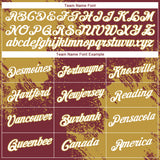 Custom Burgundy White-Old Gold 3D Pattern Design Abstract Brush Stroke Performance T-Shirt