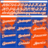 Custom Thunder Blue White-Orange 3D Pattern Design Abstract Brush Stroke Performance T-Shirt