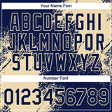 Custom Navy Cream 3D Pattern Design Abstract Brush Stroke Performance T-Shirt