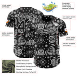 Custom Black White 3D Pattern Design Rave Party Ethnic Paisley Bandana Authentic Baseball Jersey