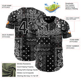 Custom Black White 3D Pattern Design Rave Party Ethnic Paisley Bandana Authentic Baseball Jersey