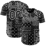 Custom Black White 3D Pattern Design Rave Party Ethnic Paisley Bandana Authentic Baseball Jersey