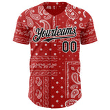 Custom Red Black-White 3D Pattern Design Rave Party Ethnic Paisley Bandana Authentic Baseball Jersey