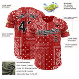 Custom Red Black-White 3D Pattern Design Rave Party Ethnic Paisley Bandana Authentic Baseball Jersey